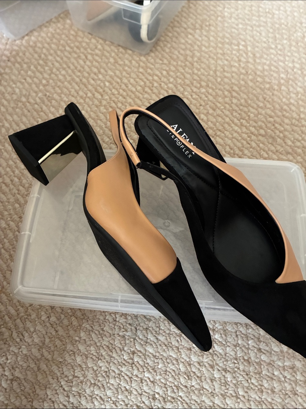 Alfani Two-Tone Slingback Pump in Black and Nude